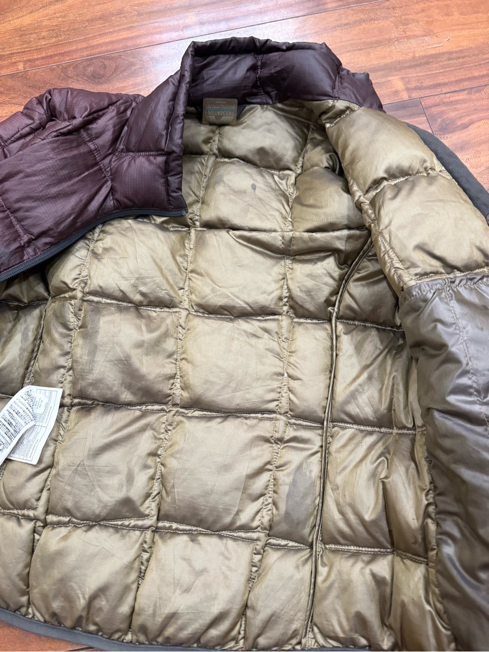 Eddie Bauer Quilted Puffer Jacket in Dark Brown and Olive